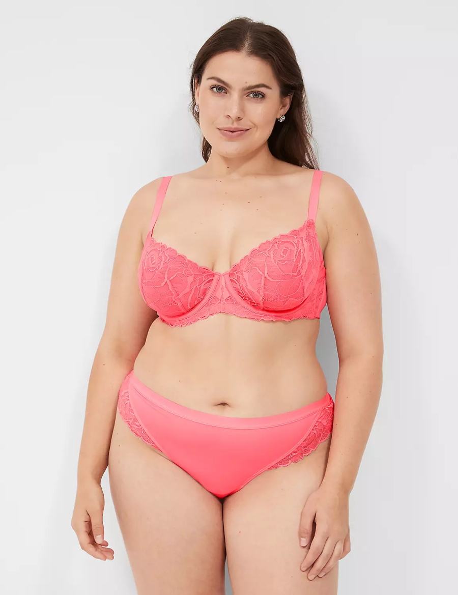 Lane Bryant No-Show with Lace Women Thong Panty Pink | UBA3824SX