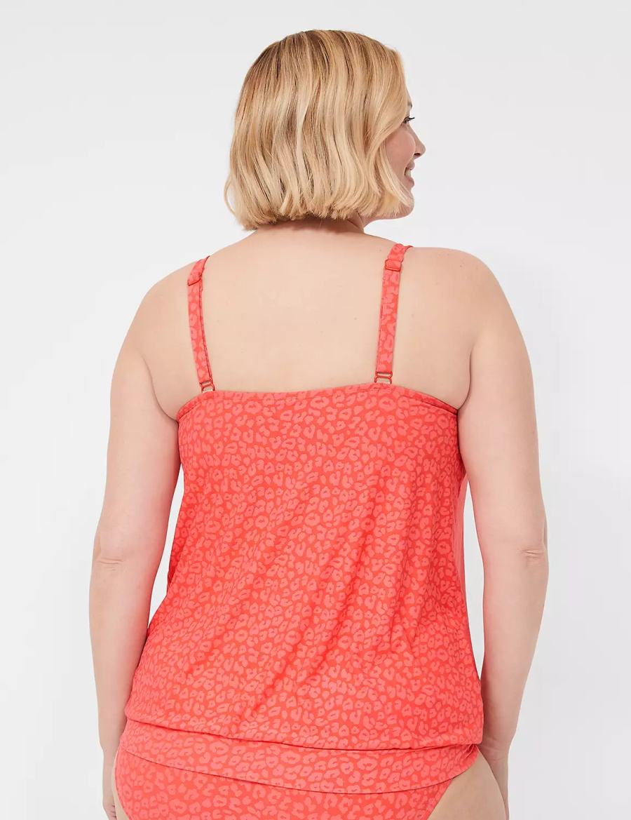 Lane Bryant No-Wire Blouson Tankini Women Bikini Top Coral | CAA9133TQ