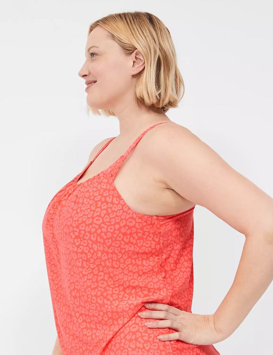 Lane Bryant No-Wire Blouson Tankini Women Bikini Top Coral | CAA9133TQ