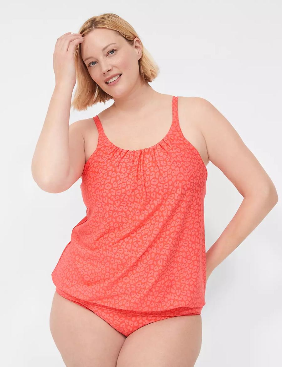 Lane Bryant No-Wire Blouson Tankini Women Bikini Top Coral | CAA9133TQ