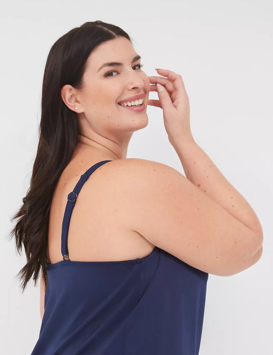 Lane Bryant No-Wire Blouson Tankini Women Bikini Top Blue | YCJ575TF