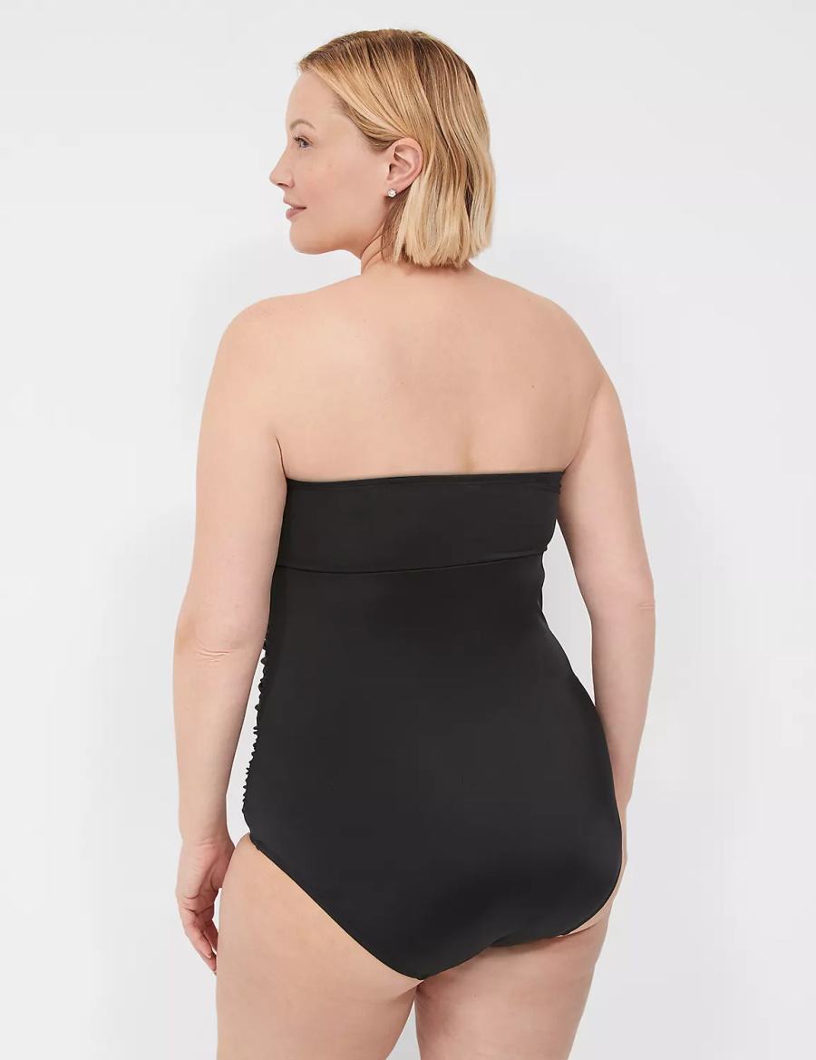 Lane Bryant No-Wire Multi-Way Strapless One-Piece Women Swimsuits Black | OKW574JM