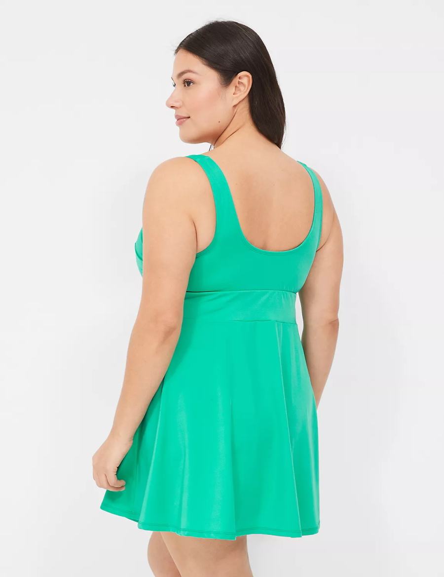 Lane Bryant No-Wire Scoop-Neck Swim Women Dress Turquoise | HHN9736NM