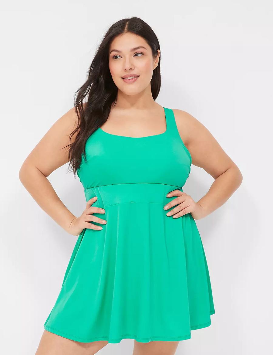 Lane Bryant No-Wire Scoop-Neck Swim Women Dress Turquoise | HHN9736NM