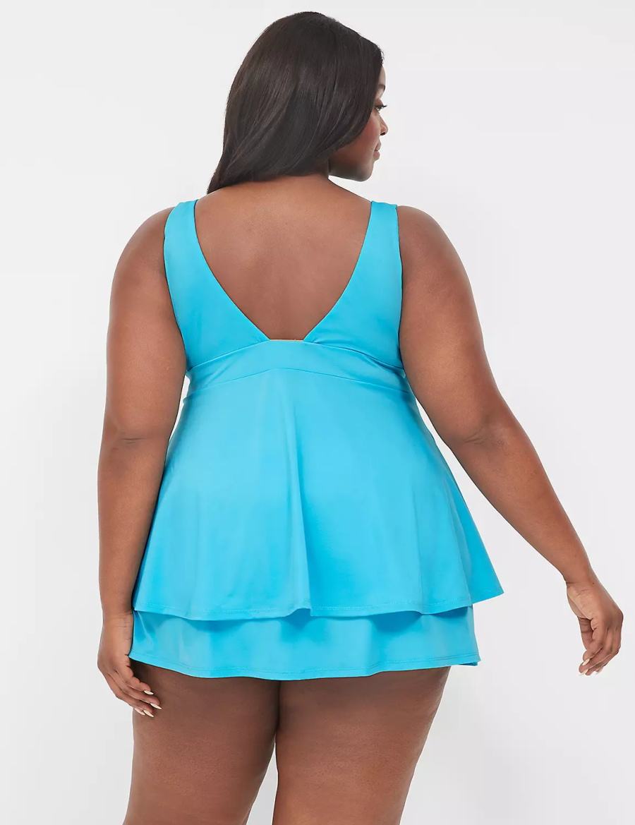 Lane Bryant No-Wire Swing Tankini Women Bikini Top Blue | FQT5380BS