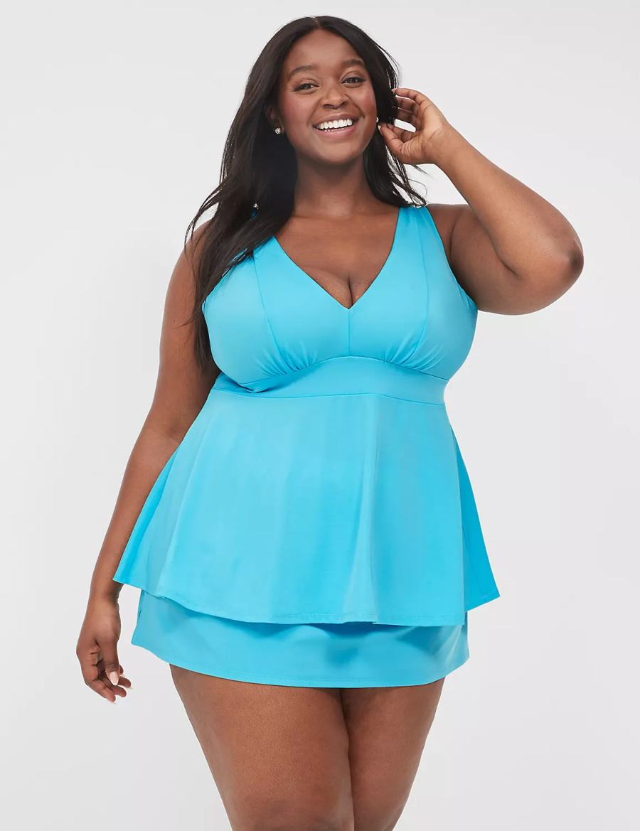 Lane Bryant No-Wire Swing Tankini Women Bikini Top Blue | FQT5380BS