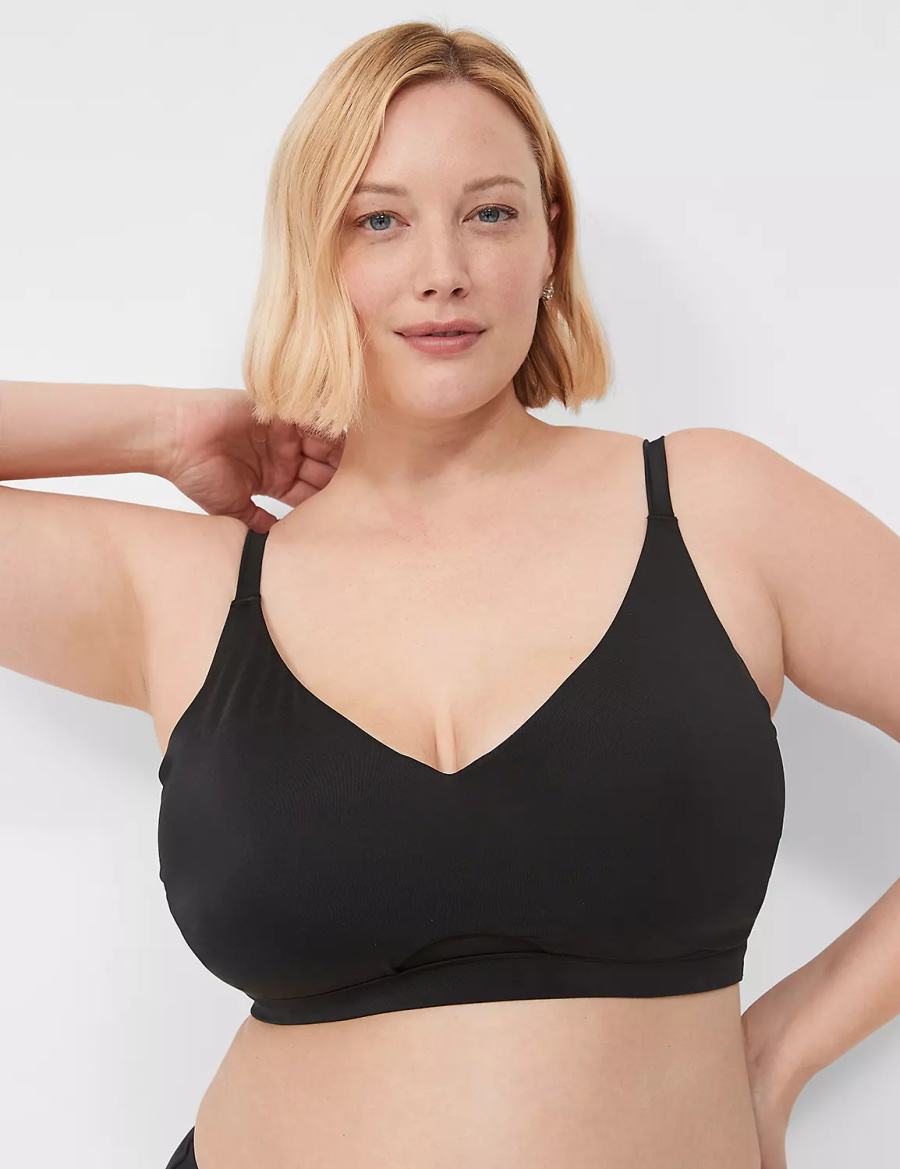 Lane Bryant No-Wire Women Bikini Top Black | HYI9195ZY