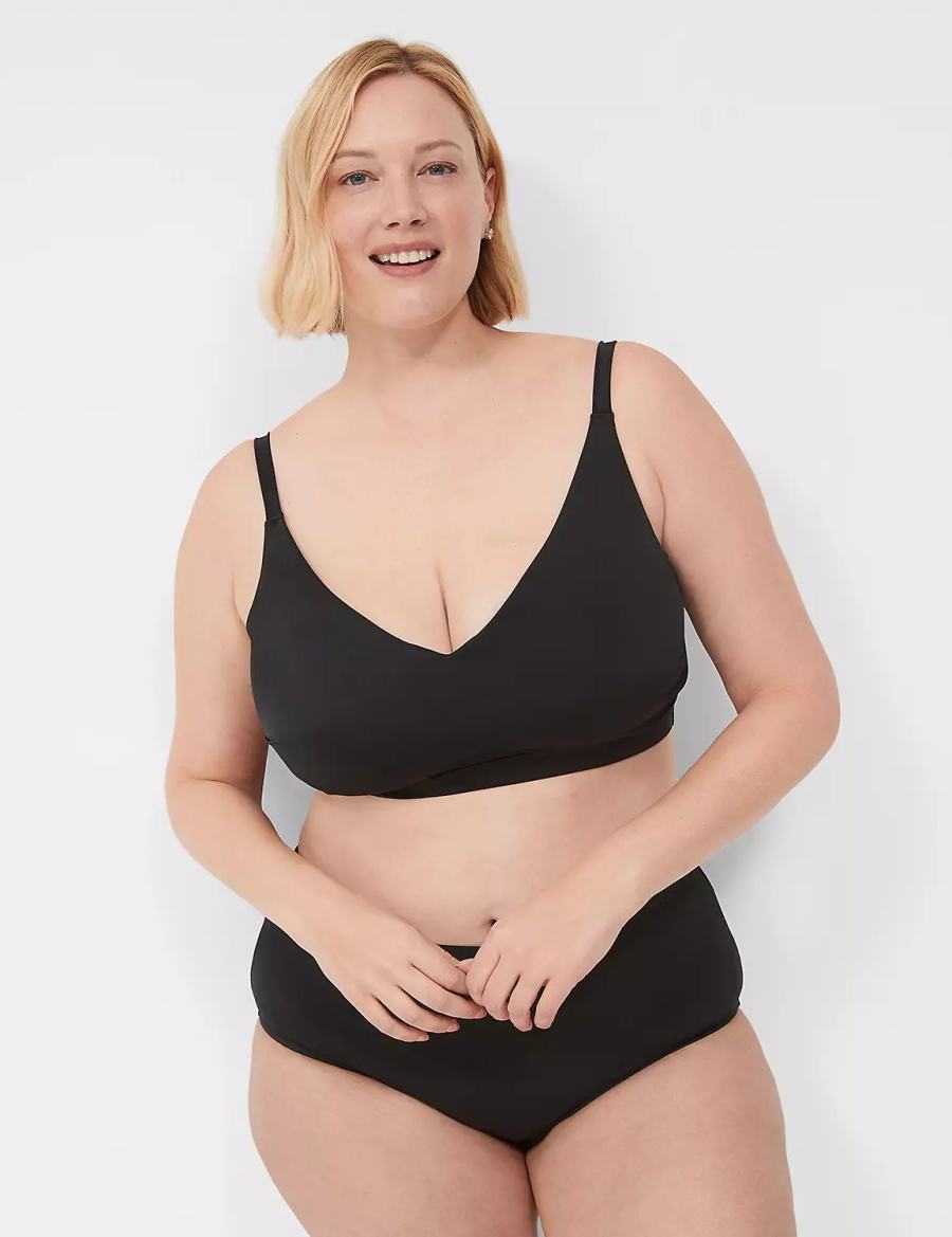 Lane Bryant No-Wire Women Bikini Top Black | HYI9195ZY