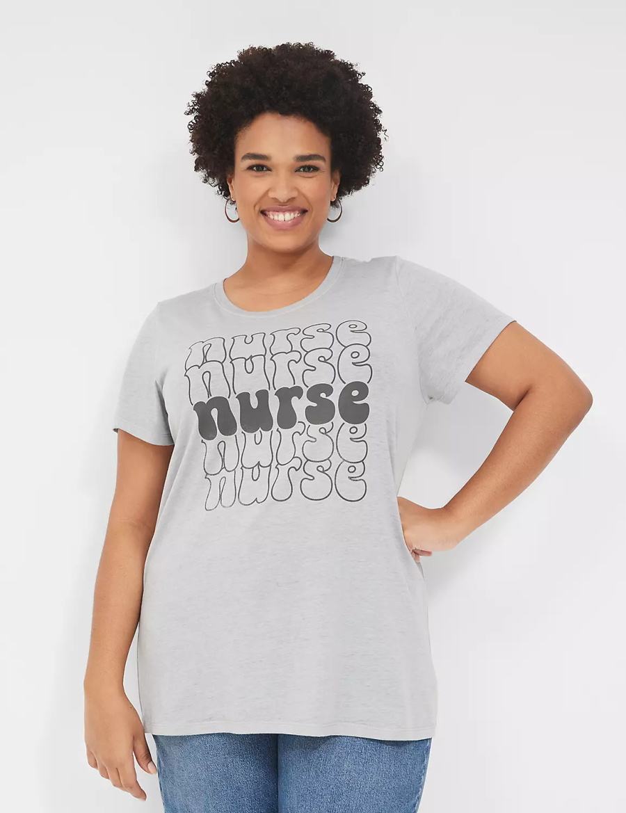 Lane Bryant Nurse Graphic Tee Women T Shirts Grey | VBC8496WX