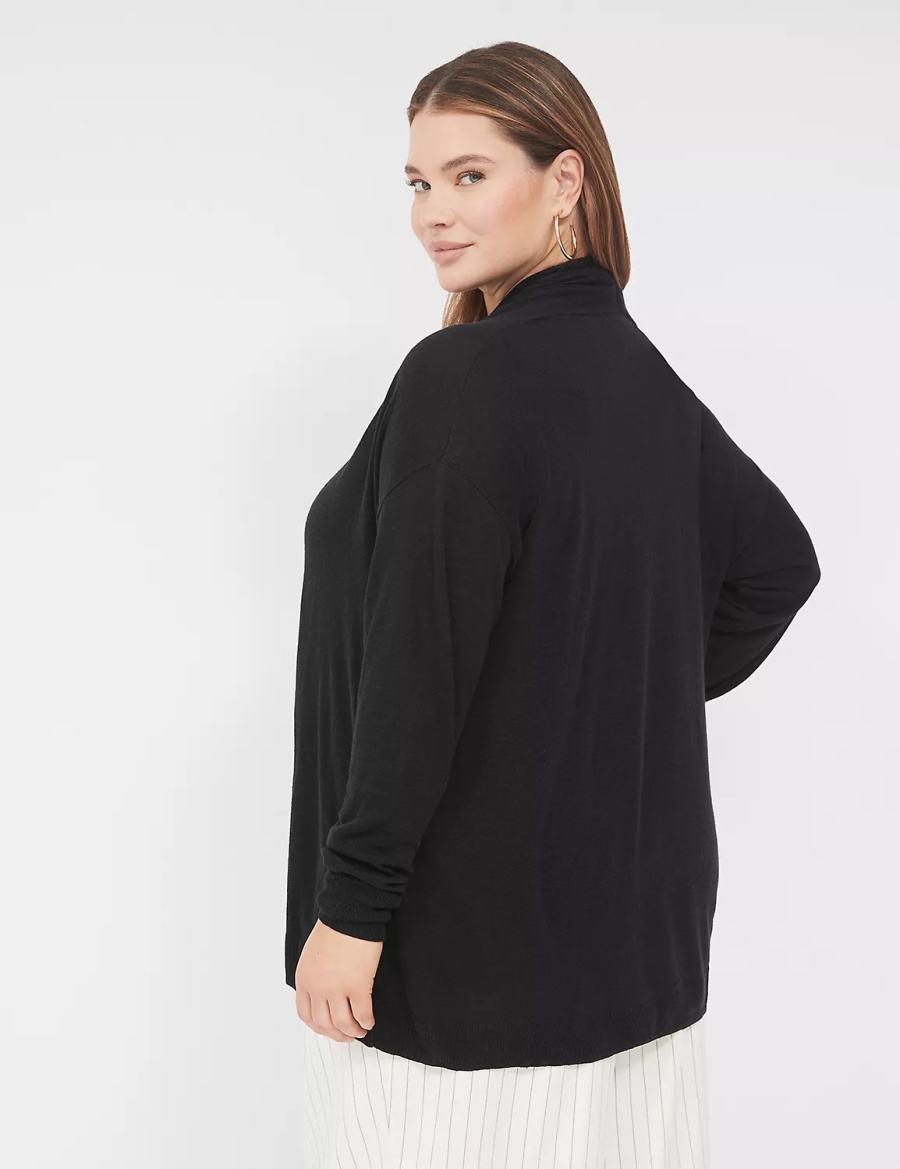 Lane Bryant Open-Front Shawl Collar Women Cardigan Black | FTX6736AW