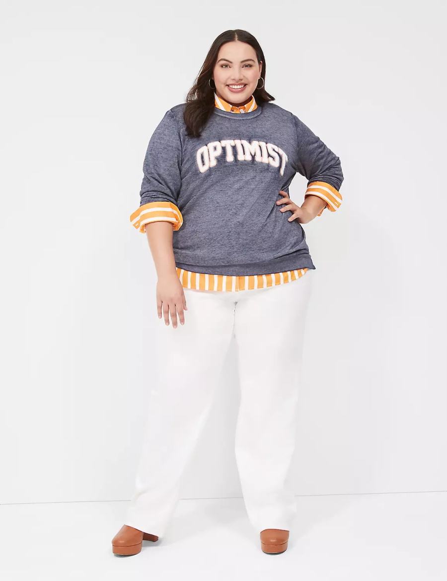 Lane Bryant Optimist Graphic Women Sweatshirts Blue | NET5788PZ