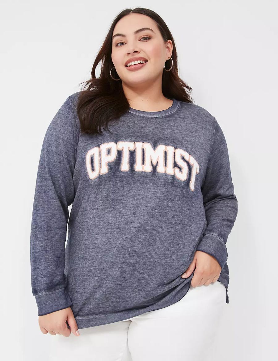 Lane Bryant Optimist Graphic Women Sweatshirts Blue | NET5788PZ