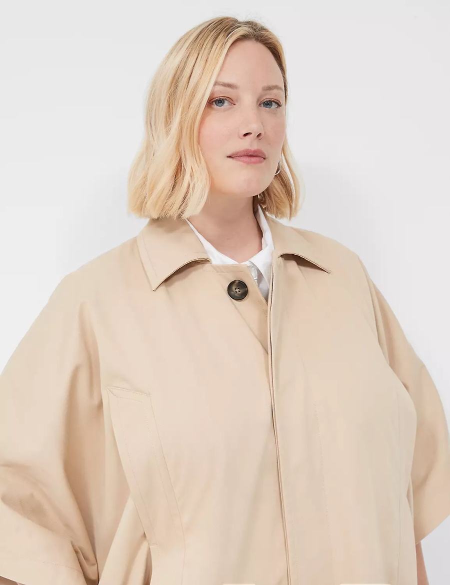 Lane Bryant Oversized Trench Poncho Women Ponchos Khaki | SOM5787LC