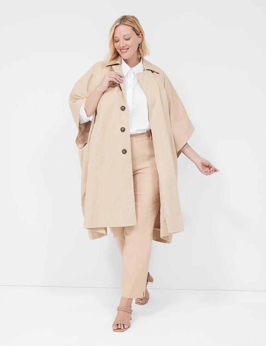 Lane Bryant Oversized Trench Poncho Women Ponchos Khaki | SOM5787LC