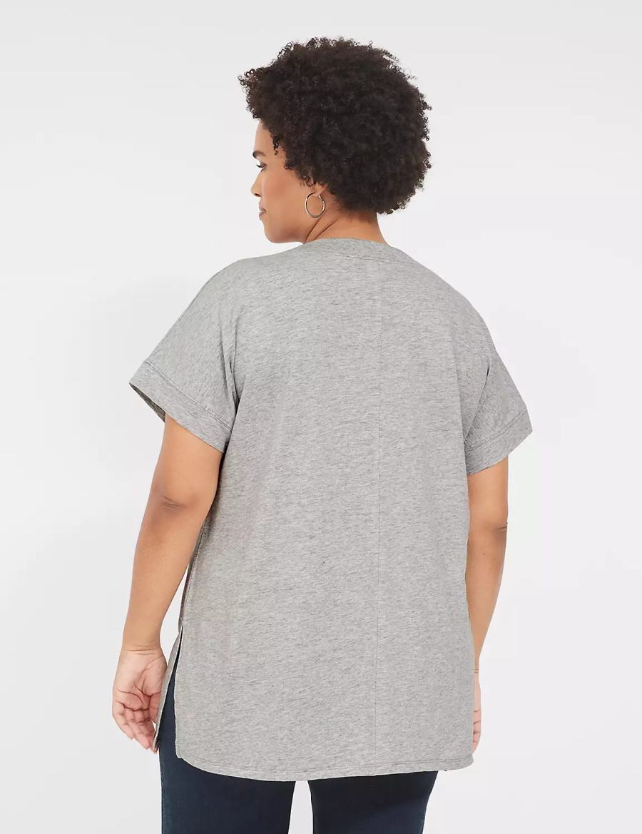 Lane Bryant Palm Trees Graphic Easy Tunic Women T Shirts Grey | TII5827BI