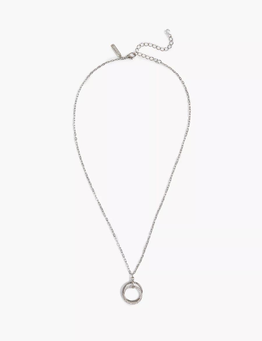 Lane Bryant Pave Interlockings Women Pendant Necklace Silver | EIZ688TM