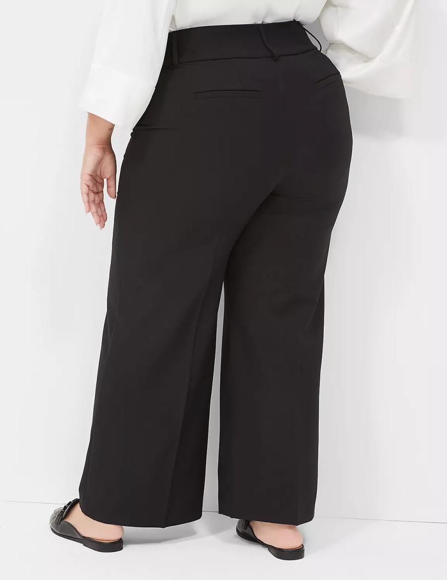 Lane Bryant Perfect Drape High-Rise Wide Leg Women Pants Black | ZXX2446SG