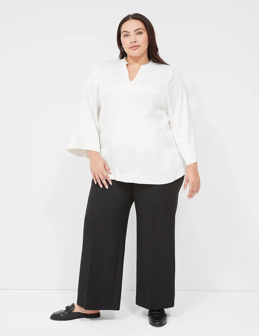 Lane Bryant Perfect Drape High-Rise Wide Leg Women Pants Black | ZXX2446SG