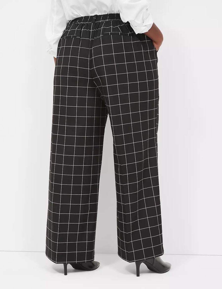 Lane Bryant Perfect Drape Pull-On High-Rise Wide Leg Women Pants Black | LFT5148UX