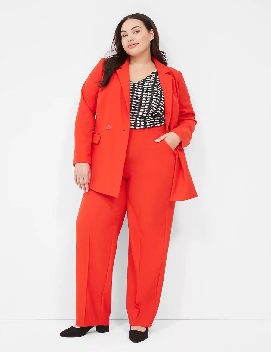 Lane Bryant Perfect Drape Pull-On Straight Women Pants Red | DNK8479JO