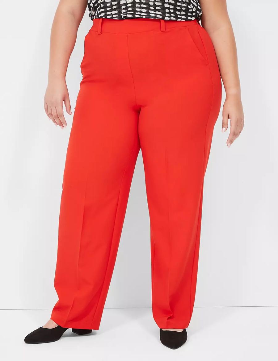 Lane Bryant Perfect Drape Pull-On Straight Women Pants Red | DNK8479JO