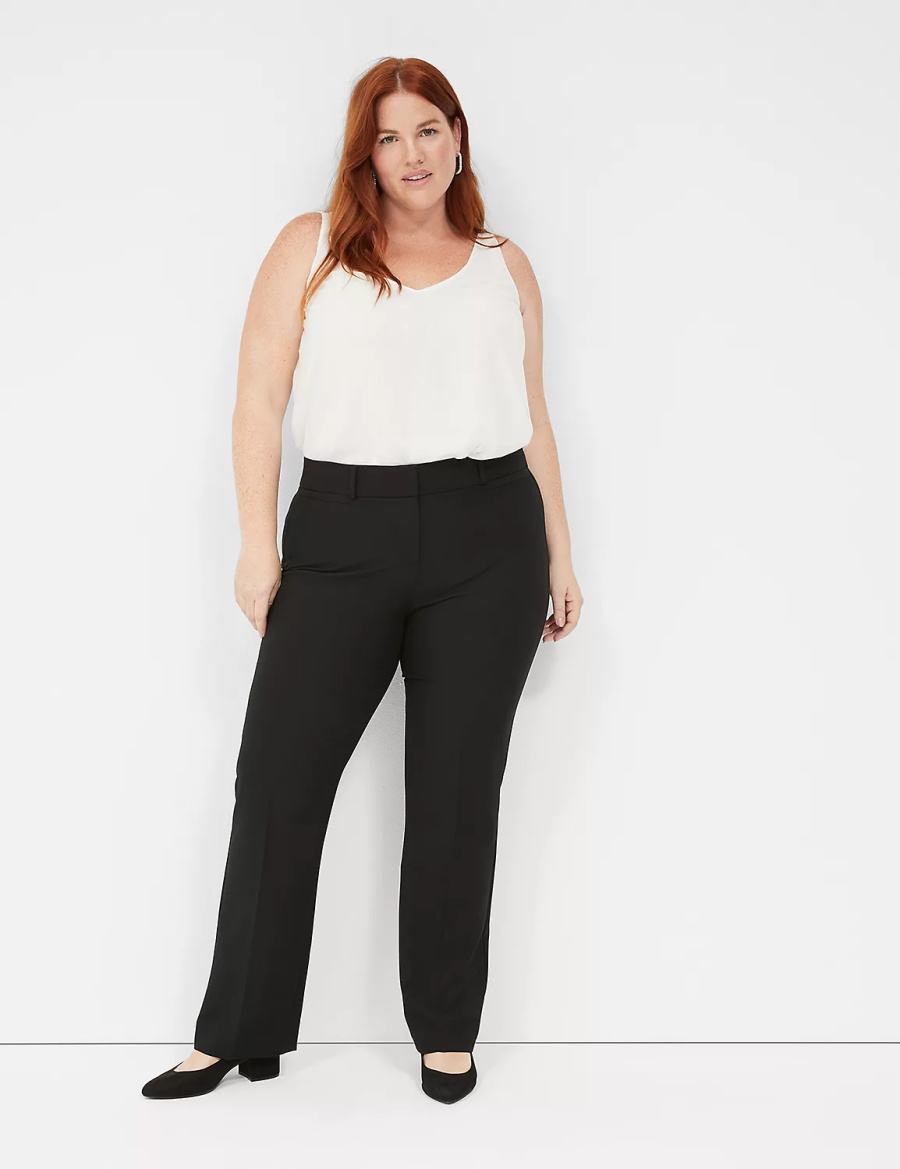 Lane Bryant Perfect Drape Straight Women Pants Black | ISI17100HP