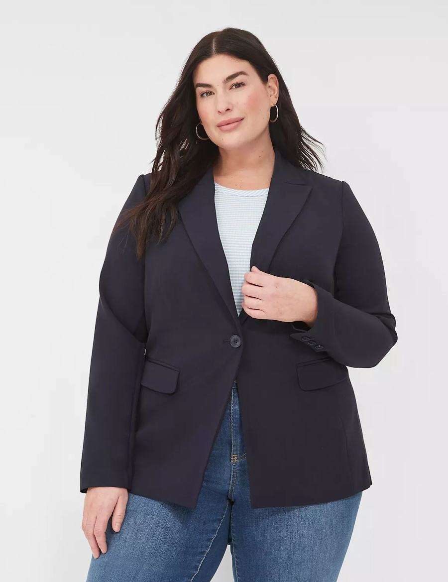 Lane Bryant Perfect Drape Women Blazers Blue | TYD8197TD