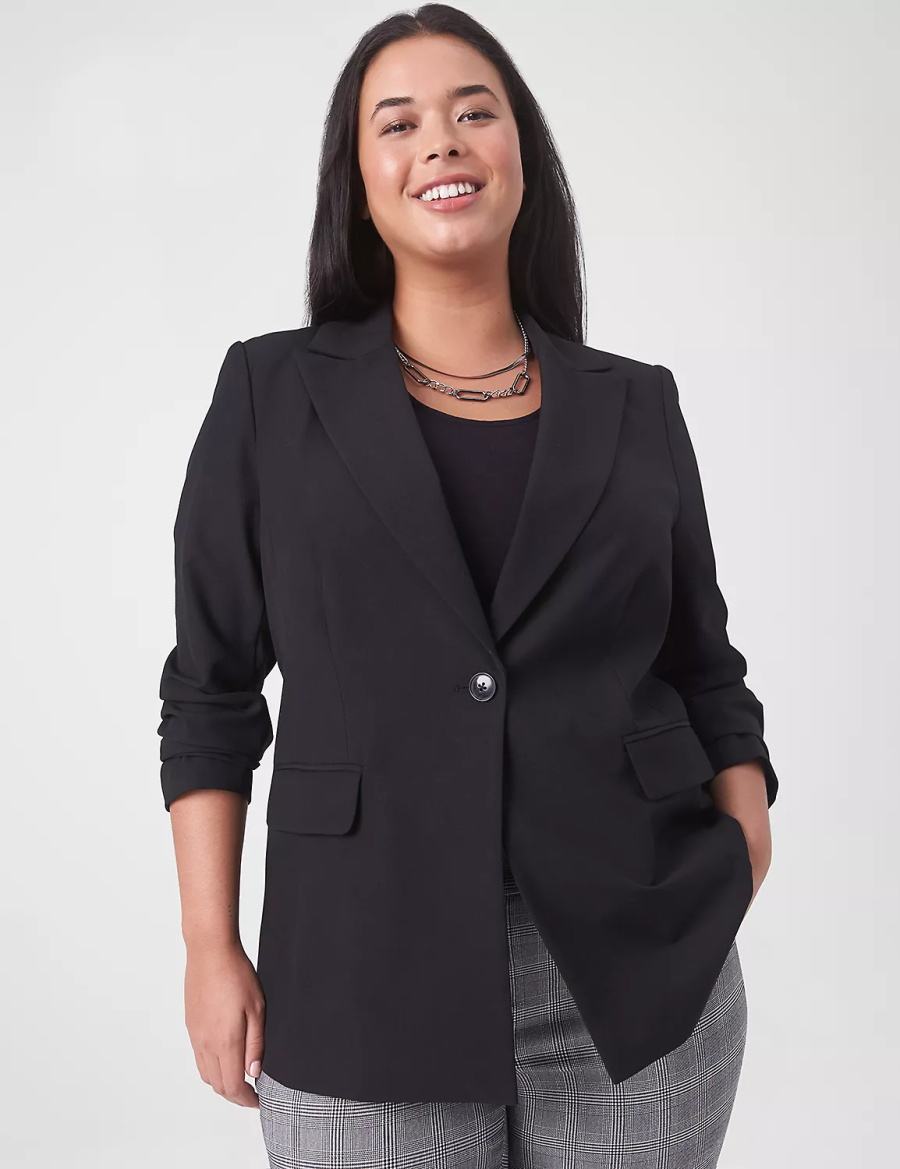 Lane Bryant Perfect Drape Women Blazers Black | YYO3827UO