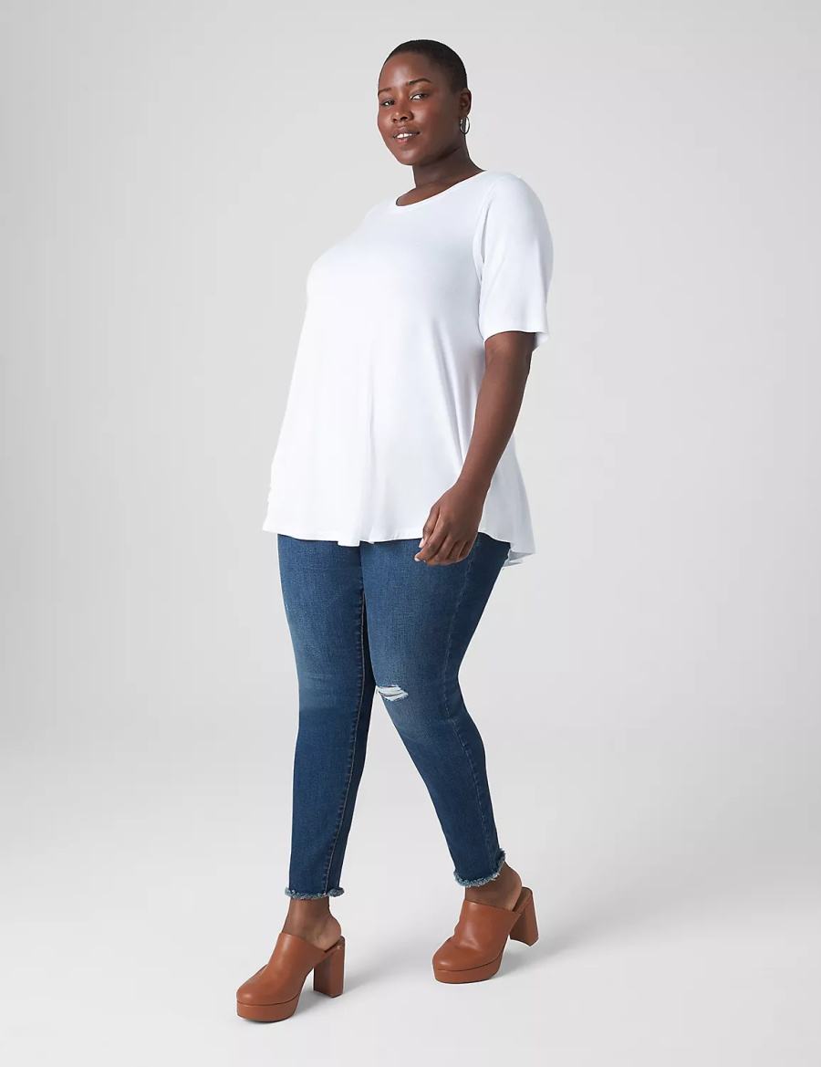 Lane Bryant Perfect Sleeve Crew-Neck Extreme Swing Tunic Women T Shirts White | UVP8168FT