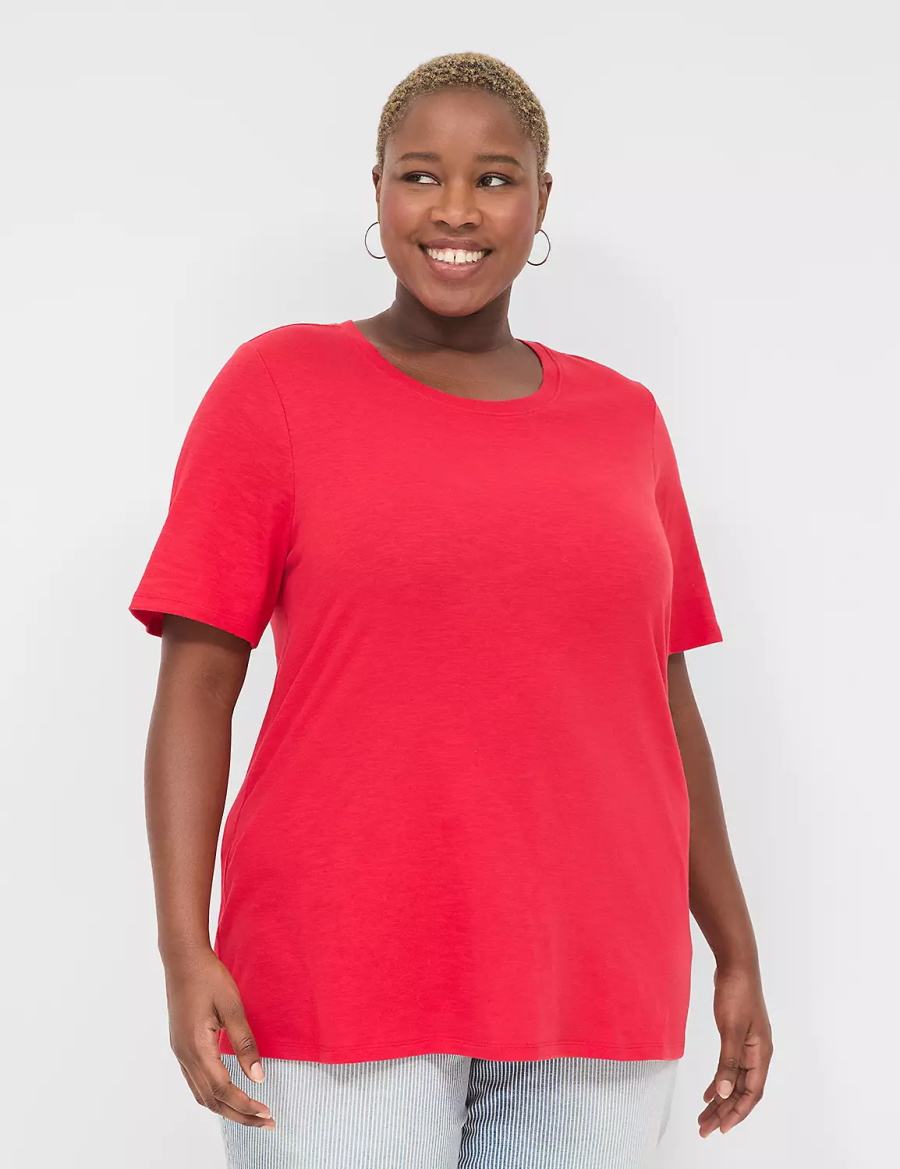 Lane Bryant Perfect Sleeve Crew-Neck Tee Women T Shirts Red | BKC81QA