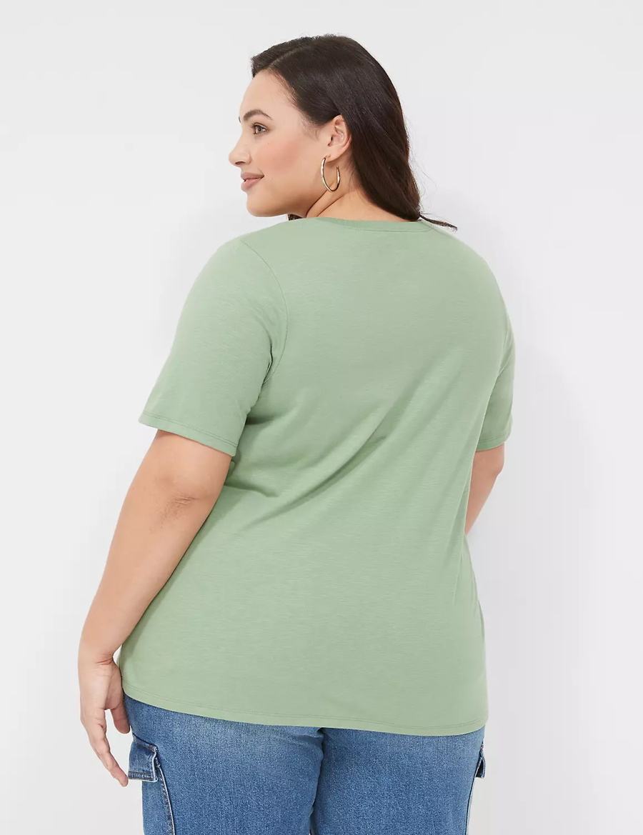 Lane Bryant Perfect Sleeve Crew-Neck Tee Women T Shirts Light Green | GBX3041FG