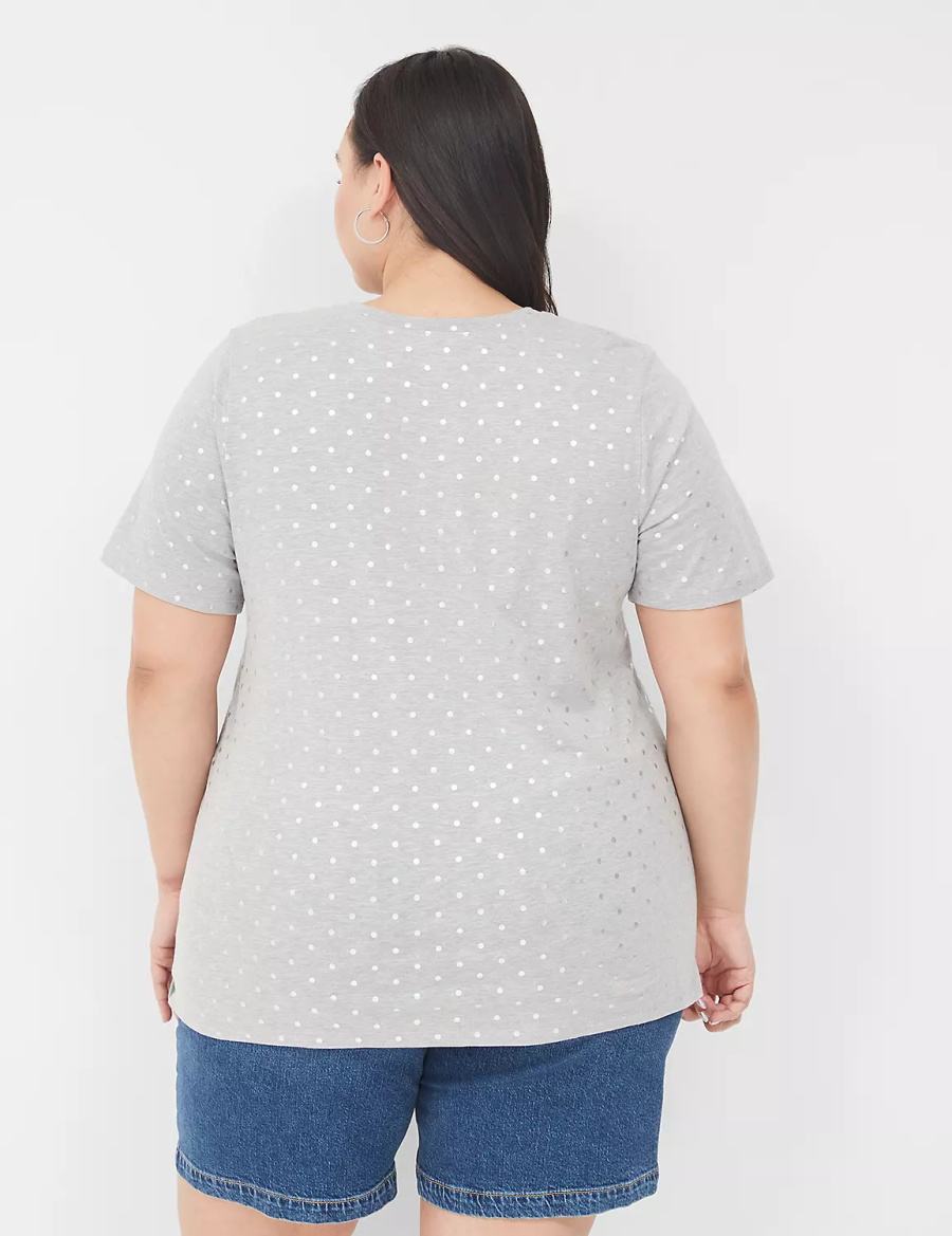 Lane Bryant Perfect Sleeve Crew-Neck Tee Women T Shirts Grey | PBS6660LB