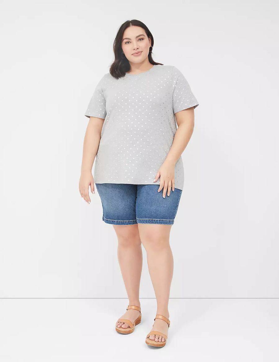 Lane Bryant Perfect Sleeve Crew-Neck Tee Women T Shirts Grey | PBS6660LB