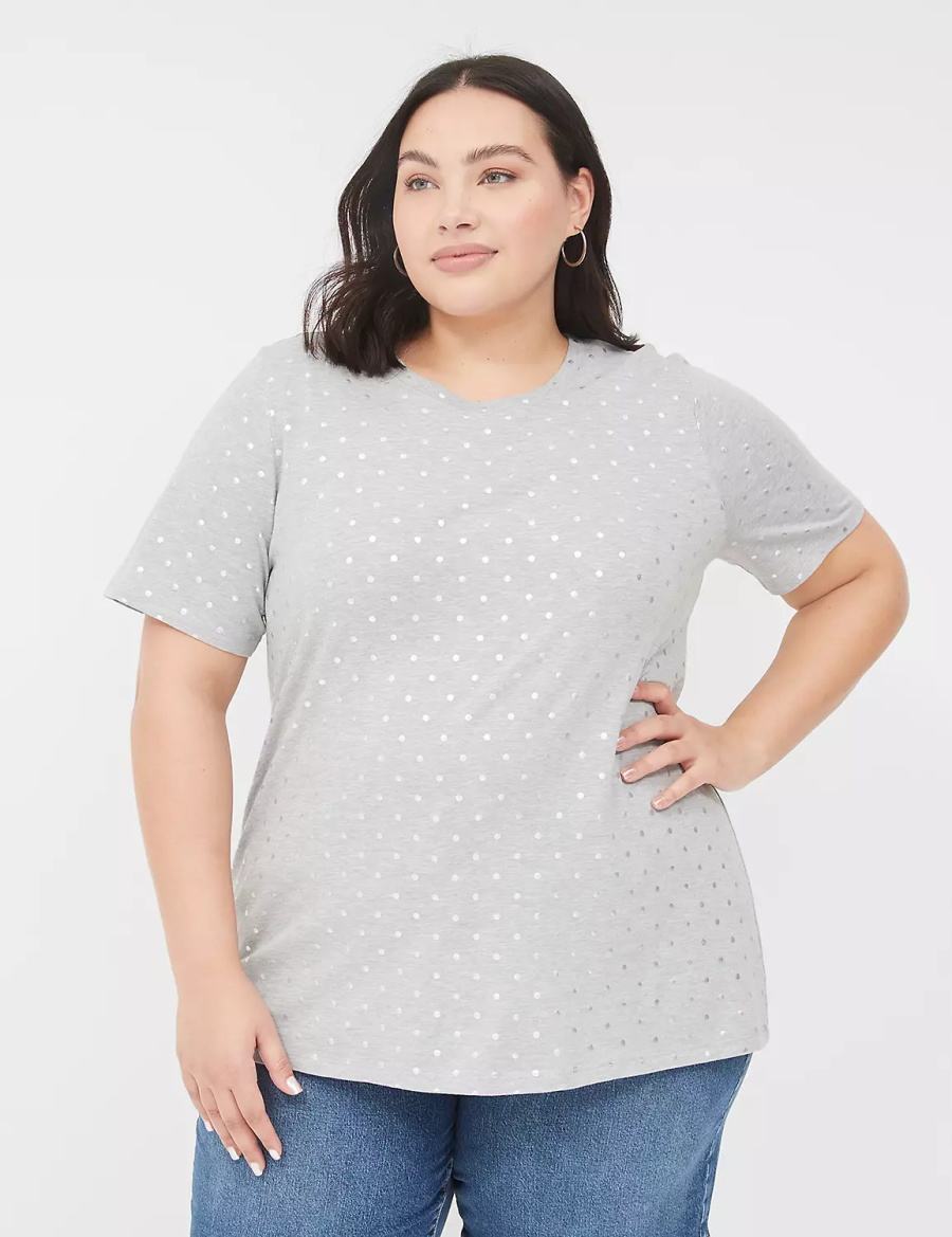 Lane Bryant Perfect Sleeve Crew-Neck Tee Women T Shirts Grey | PBS6660LB