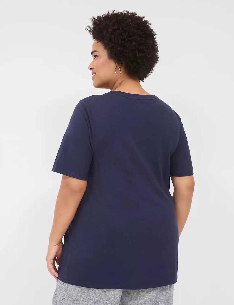 Lane Bryant Perfect Sleeve Crew-Neck Tee Women T Shirts Blue | BRP90100OG