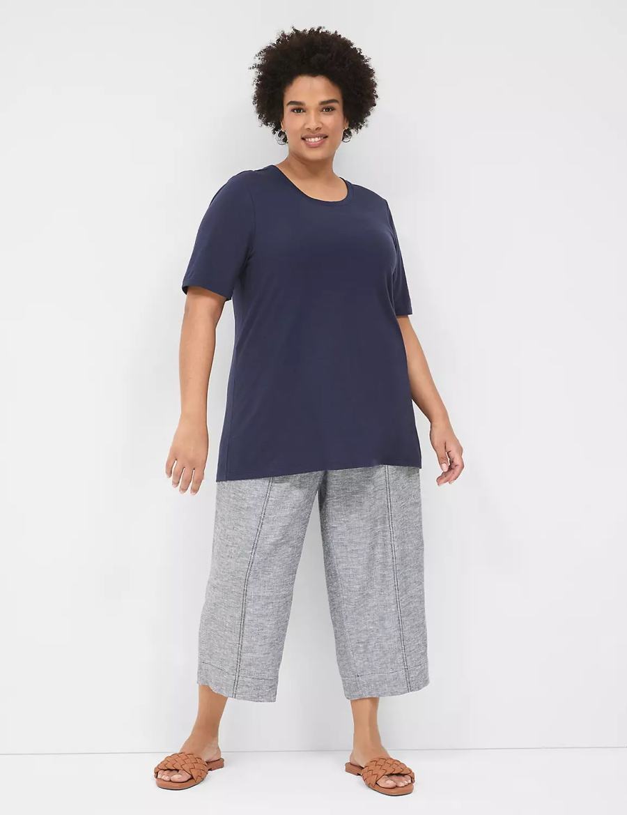 Lane Bryant Perfect Sleeve Crew-Neck Tee Women T Shirts Blue | BRP90100OG