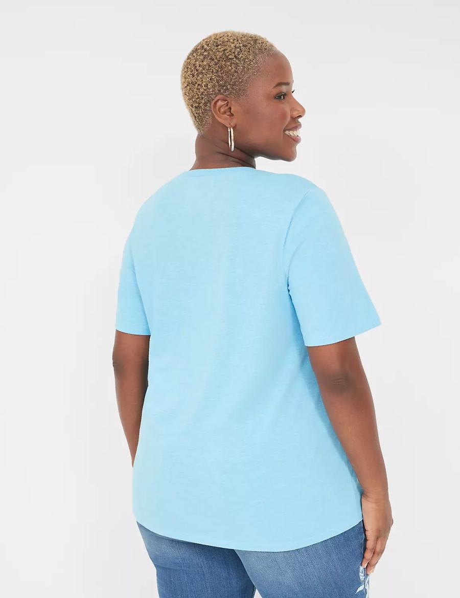 Lane Bryant Perfect Sleeve Crew-Neck Tee Women T Shirts Blue | YSZ5512SO