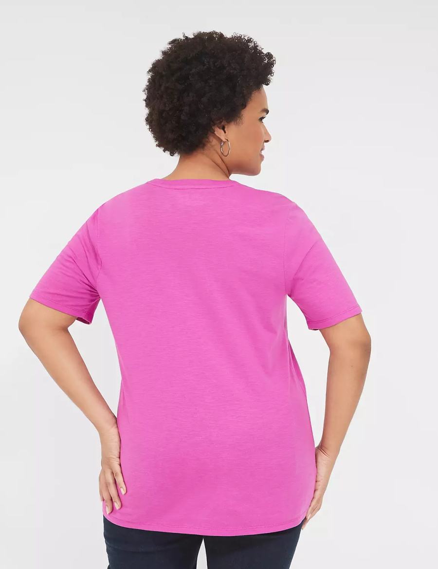 Lane Bryant Perfect Sleeve Crew-Neck Tee Women T Shirts Purple | TML6789QN