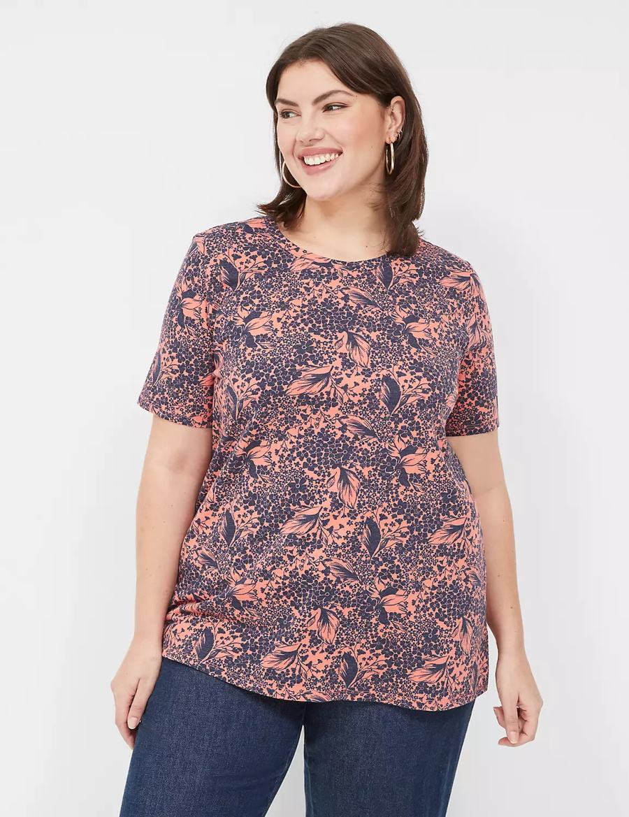 Lane Bryant Perfect Sleeve Crew-Neck Tee Women T Shirts Orange Multicolor | LAZ3611XT