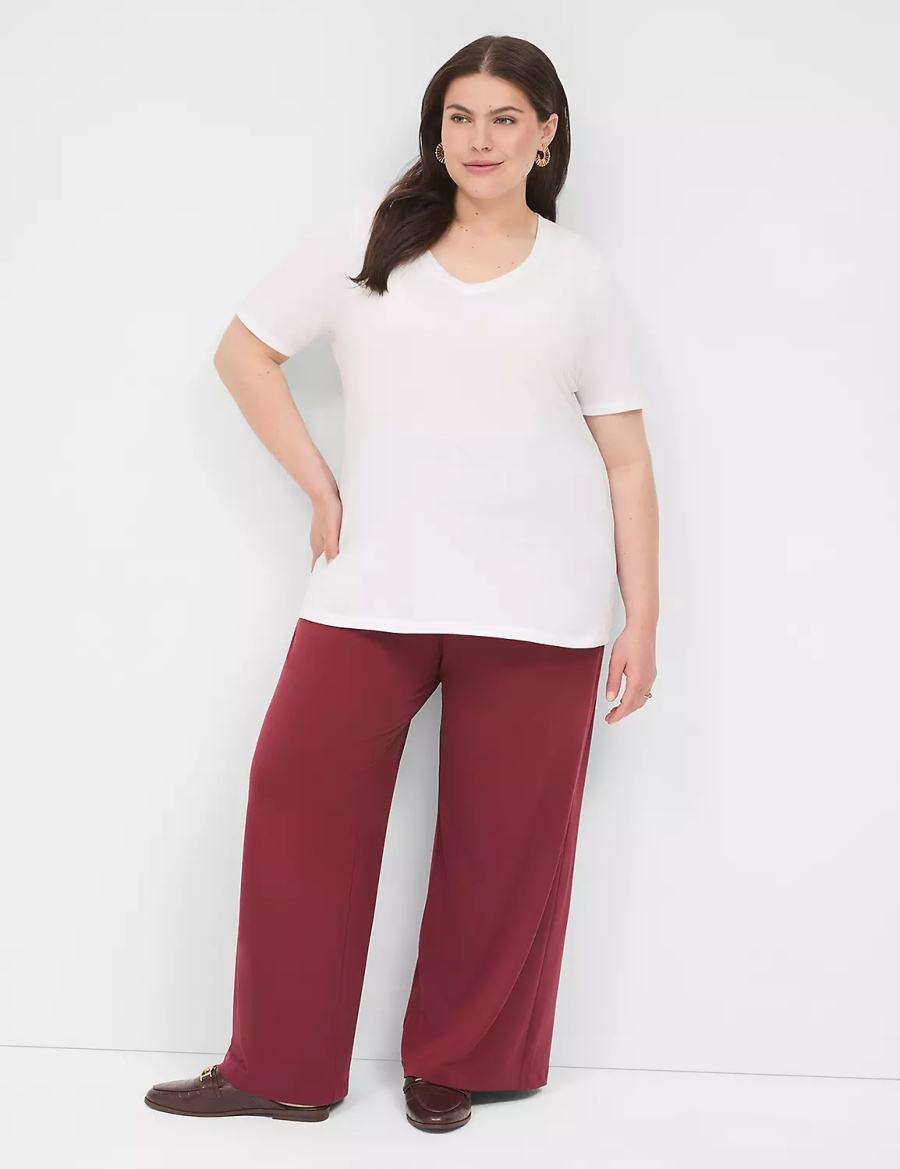 Lane Bryant Perfect Sleeve V-Neck Tee Women T Shirts White | THS9291WO