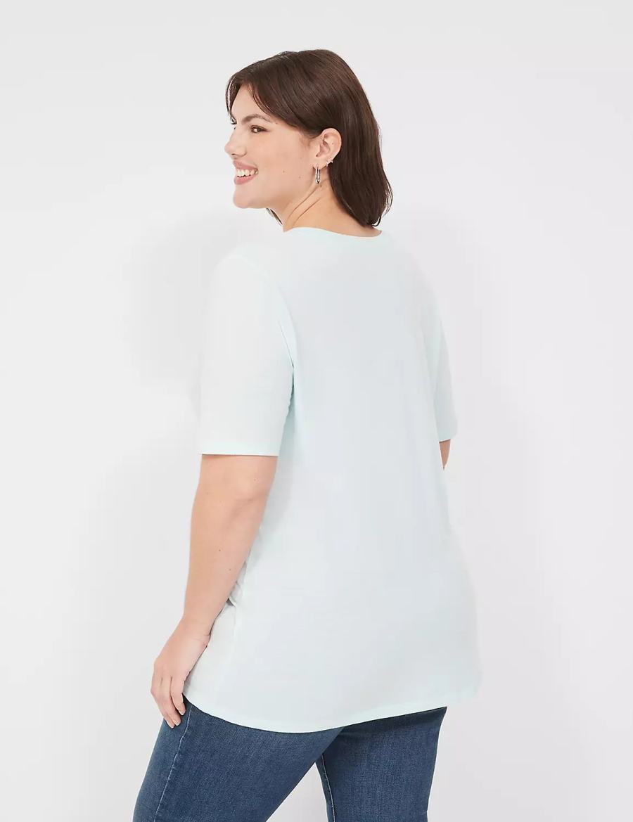 Lane Bryant Perfect Sleeve V-Neck Tee Women T Shirts Light Green | TFG7390YI