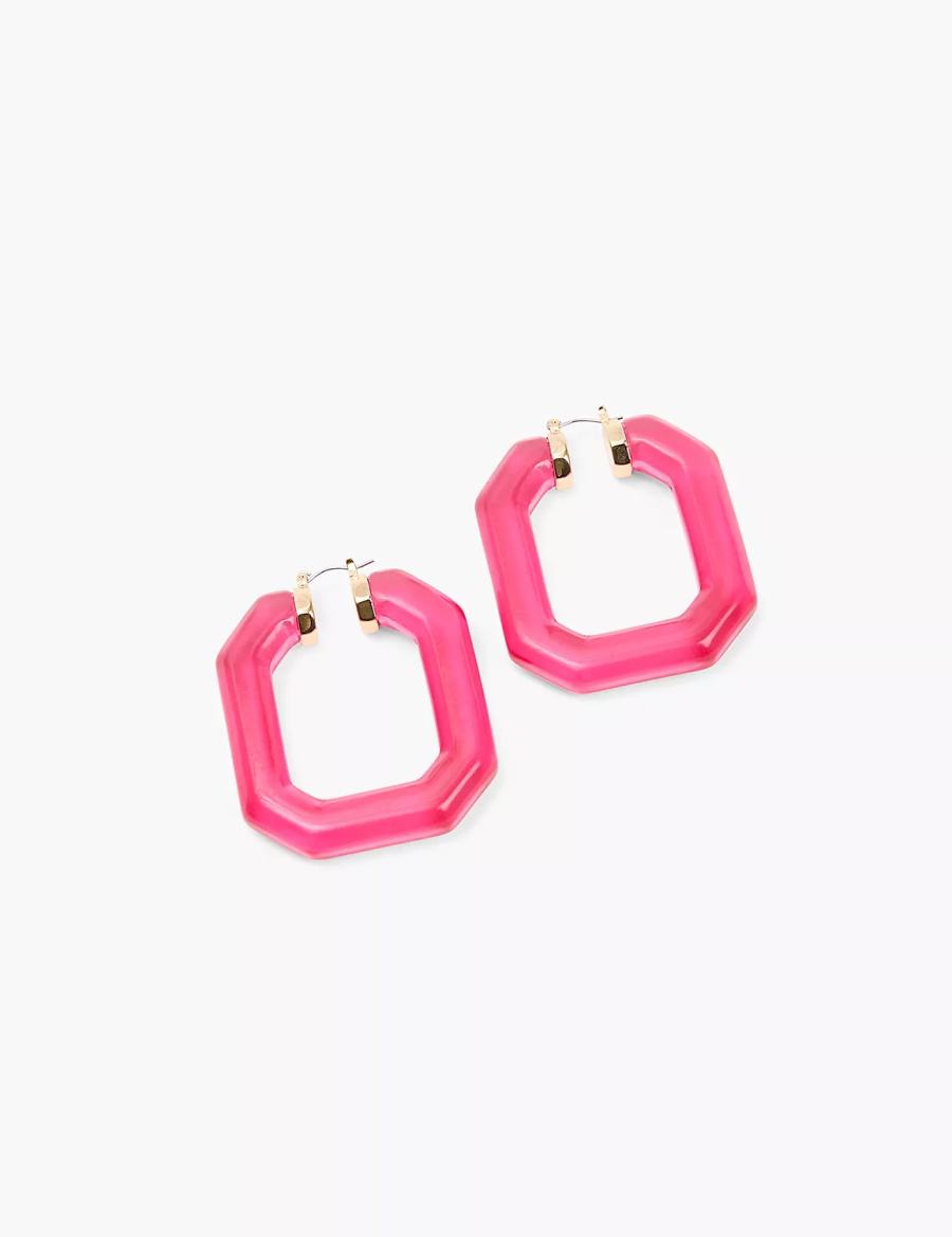 Lane Bryant Pink Acrylic Women Hoop Earrings Gold | XSG695OO