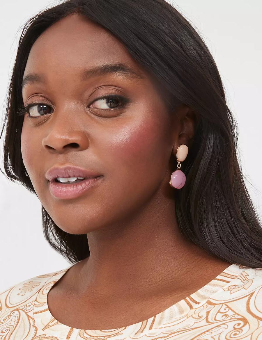 Lane Bryant Pink Imitation Stone Women Earrings Gold | RMO2854VC