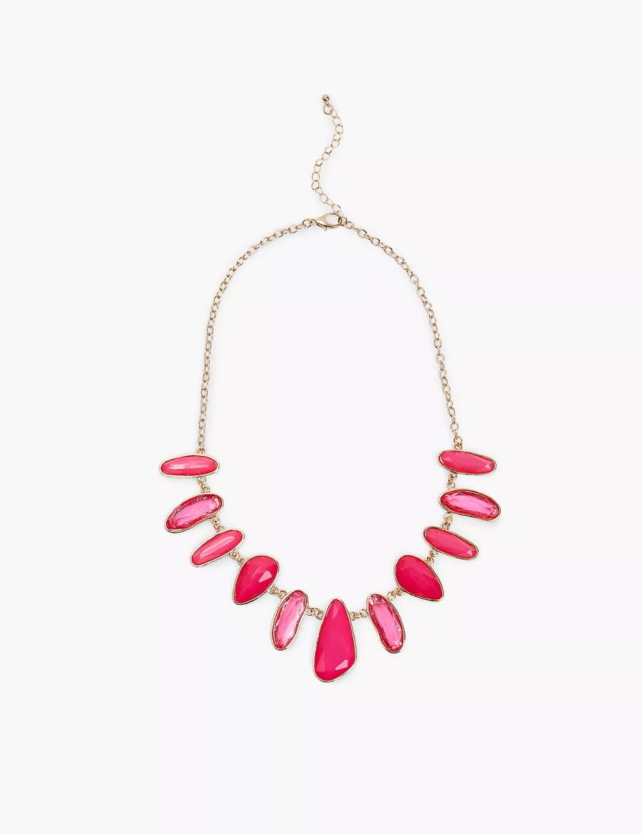 Lane Bryant Pink Imitation Stone Women Necklace Gold | HNZ7697ZF