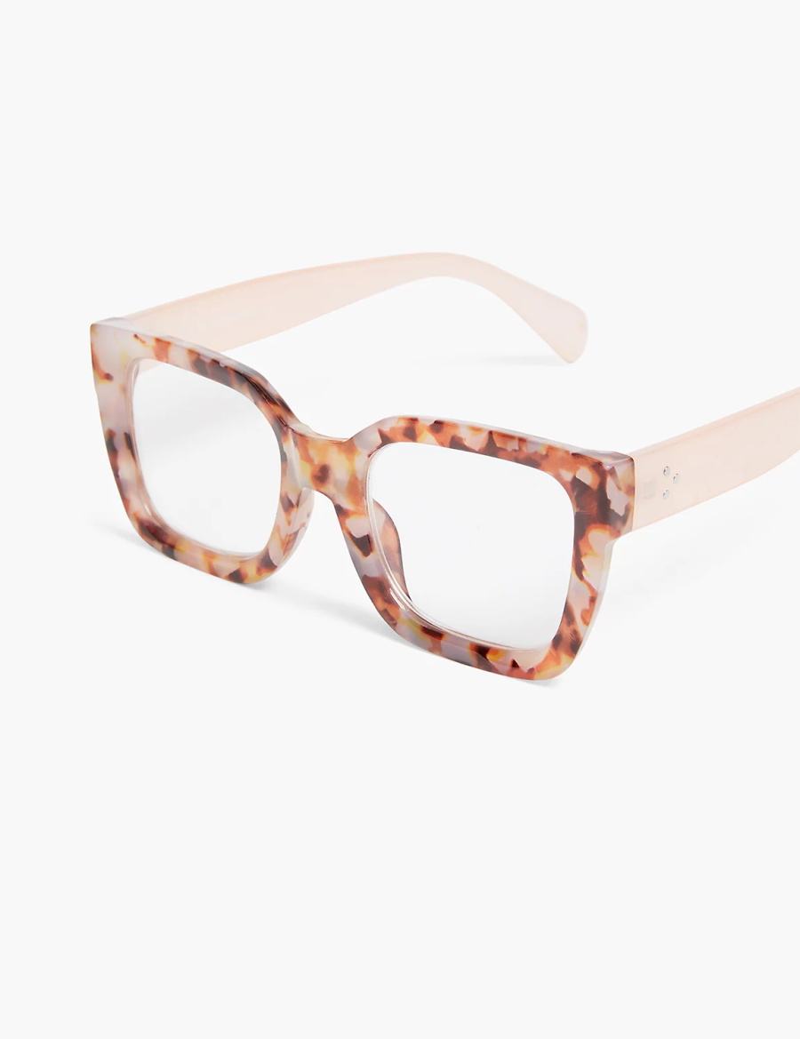 Lane Bryant Pink Tortoiseshell Print Square Reading Women Glasses Brown | NQL2594TA