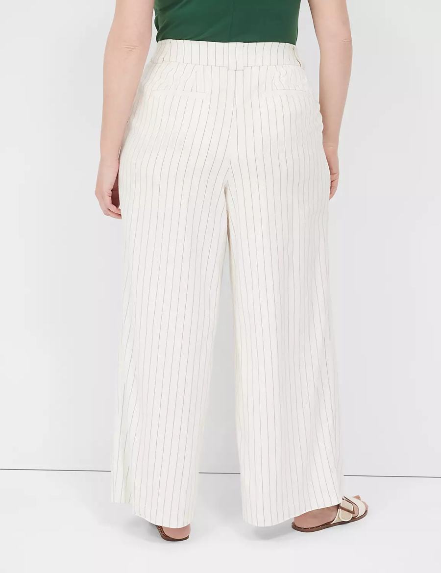 Lane Bryant Pleated Wide Leg Women Pants White | AZH1492PE