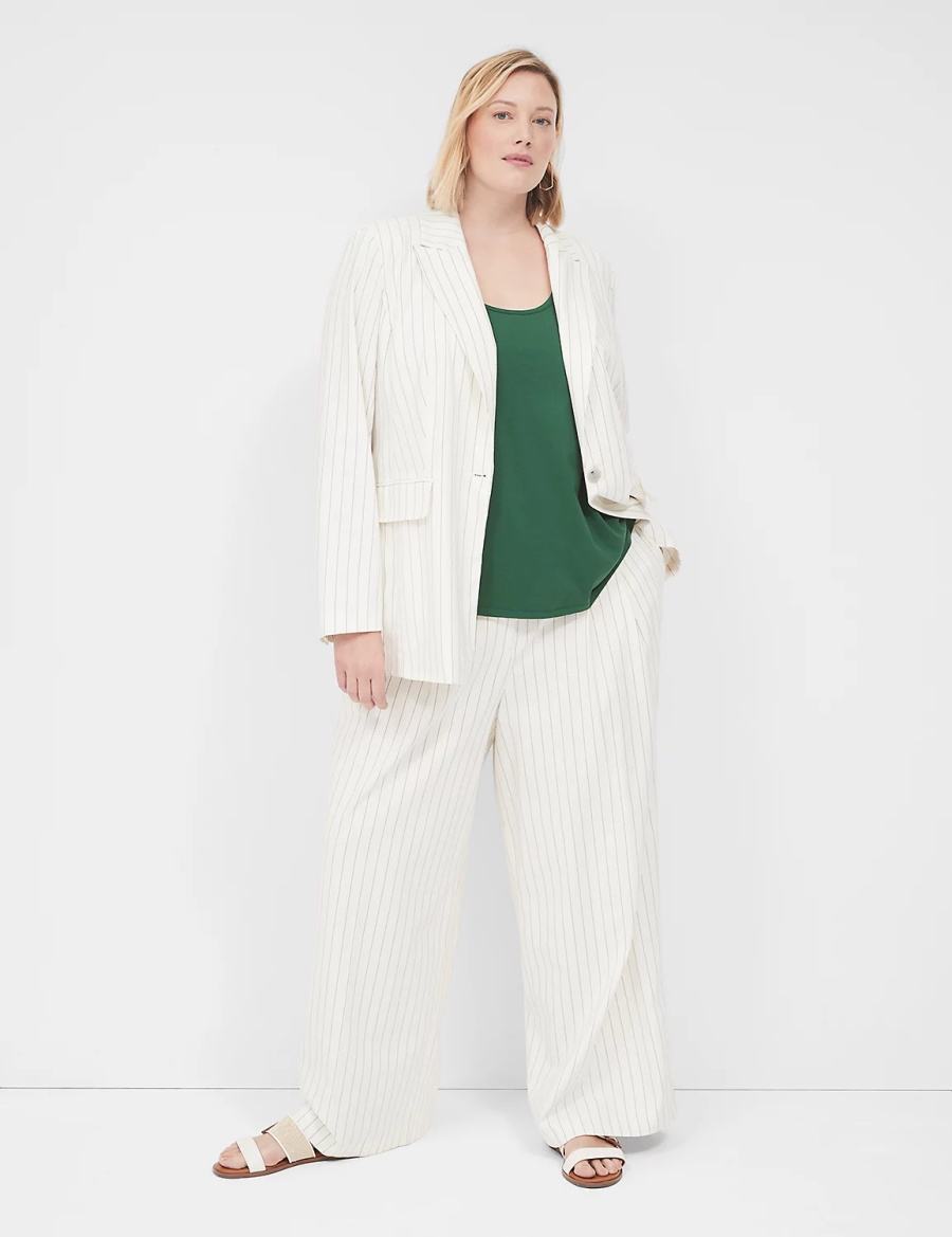 Lane Bryant Pleated Wide Leg Women Pants White | AZH1492PE