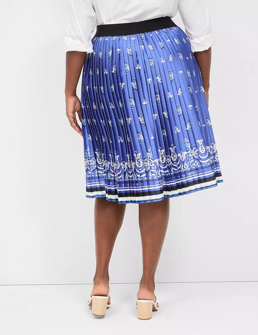 Lane Bryant Pleated Women Skirts Blue | GDL3611PU