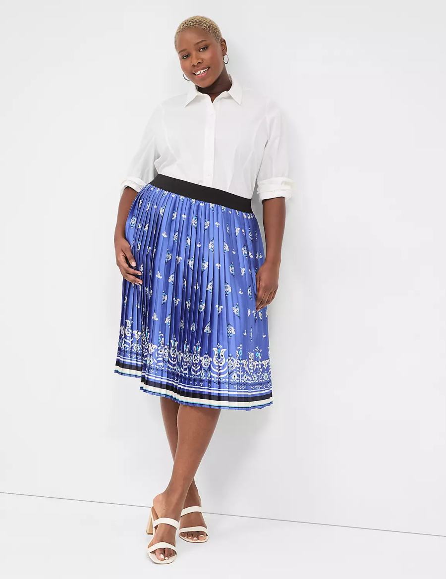 Lane Bryant Pleated Women Skirts Blue | GDL3611PU