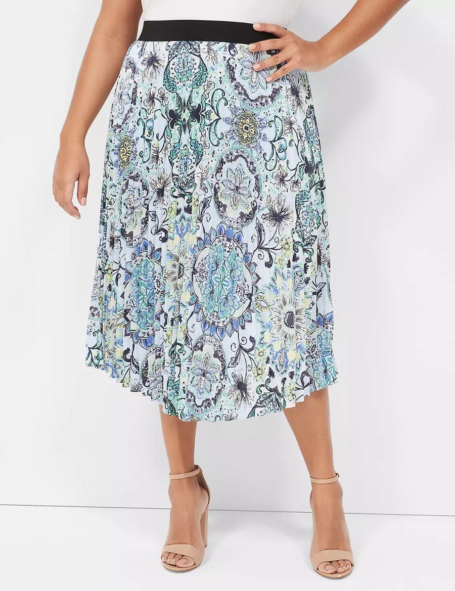 Lane Bryant Pleated Women Skirts Blue | LDW8138NF